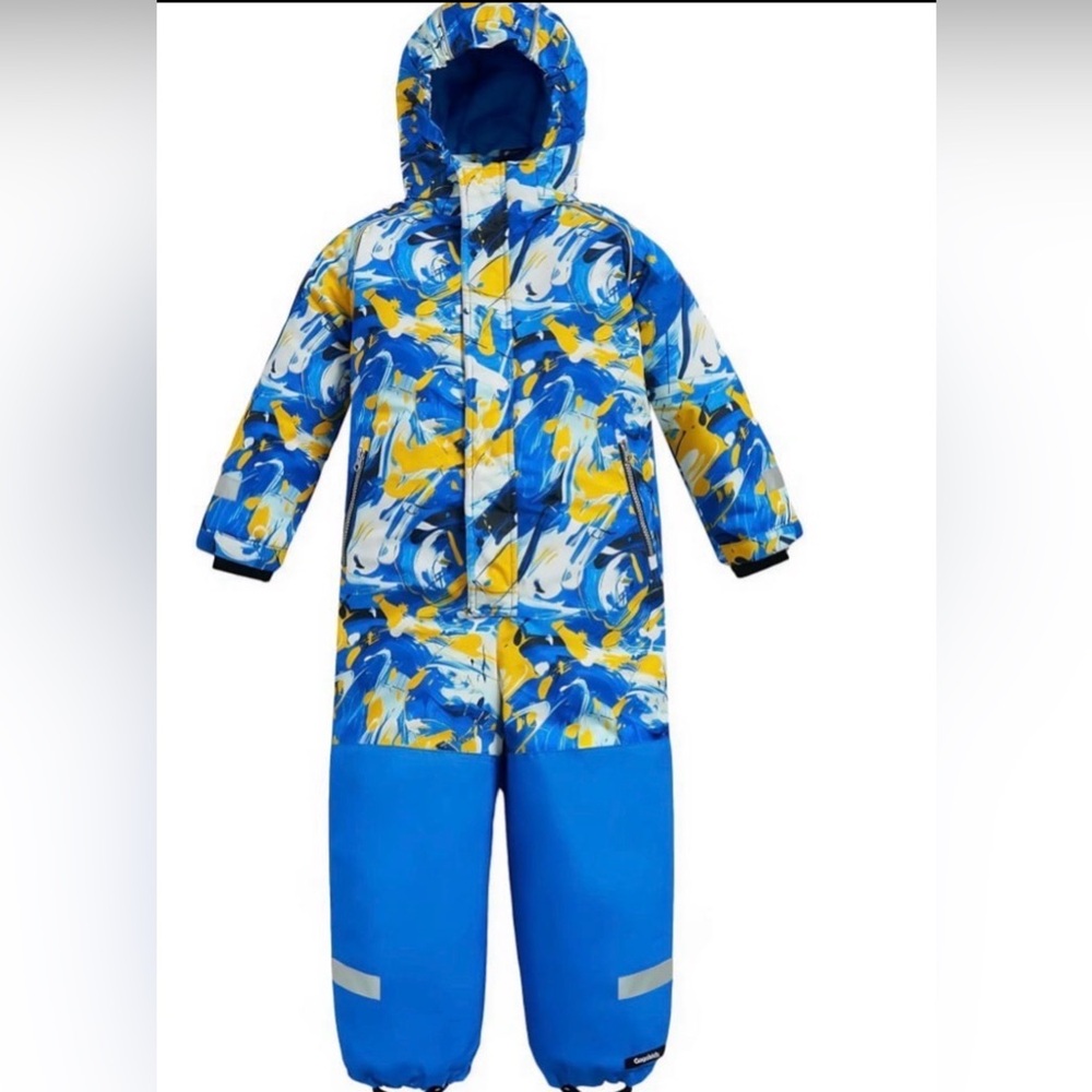 Kids Blue and Yellow One Piece Snowsuit